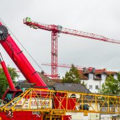 red tower crane